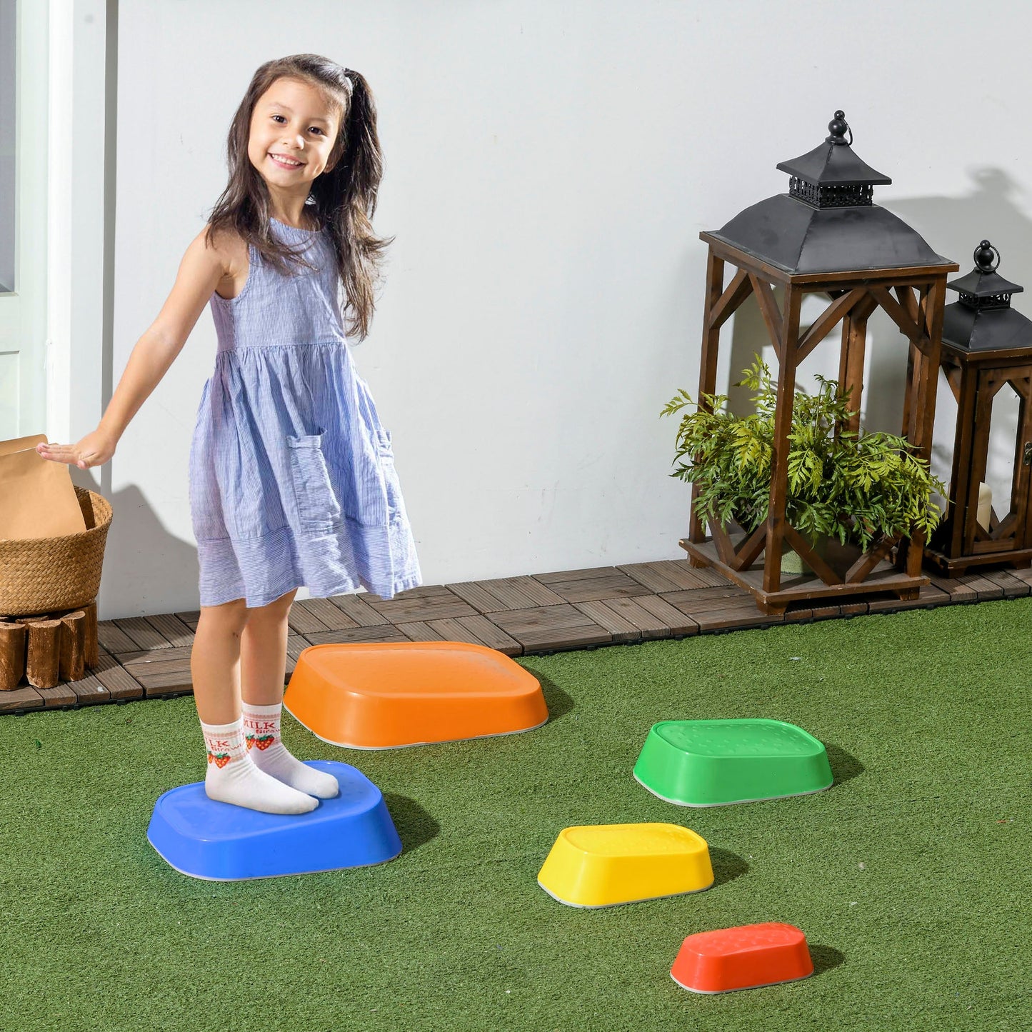 5 PCs Kids Stepping Stones, Obstacle Course Sensory Play Equipment for 3-8 Years, Indoor Outdoor Use Gym Sets & Swings   at Gallery Canada