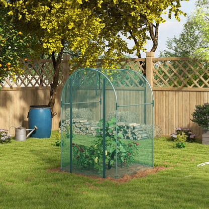 Galvanized Steel Crop Cage, Plant Protection Tent with Zippered Door, 4' x 4', Green Walk In Greenhouses at Gallery Canada