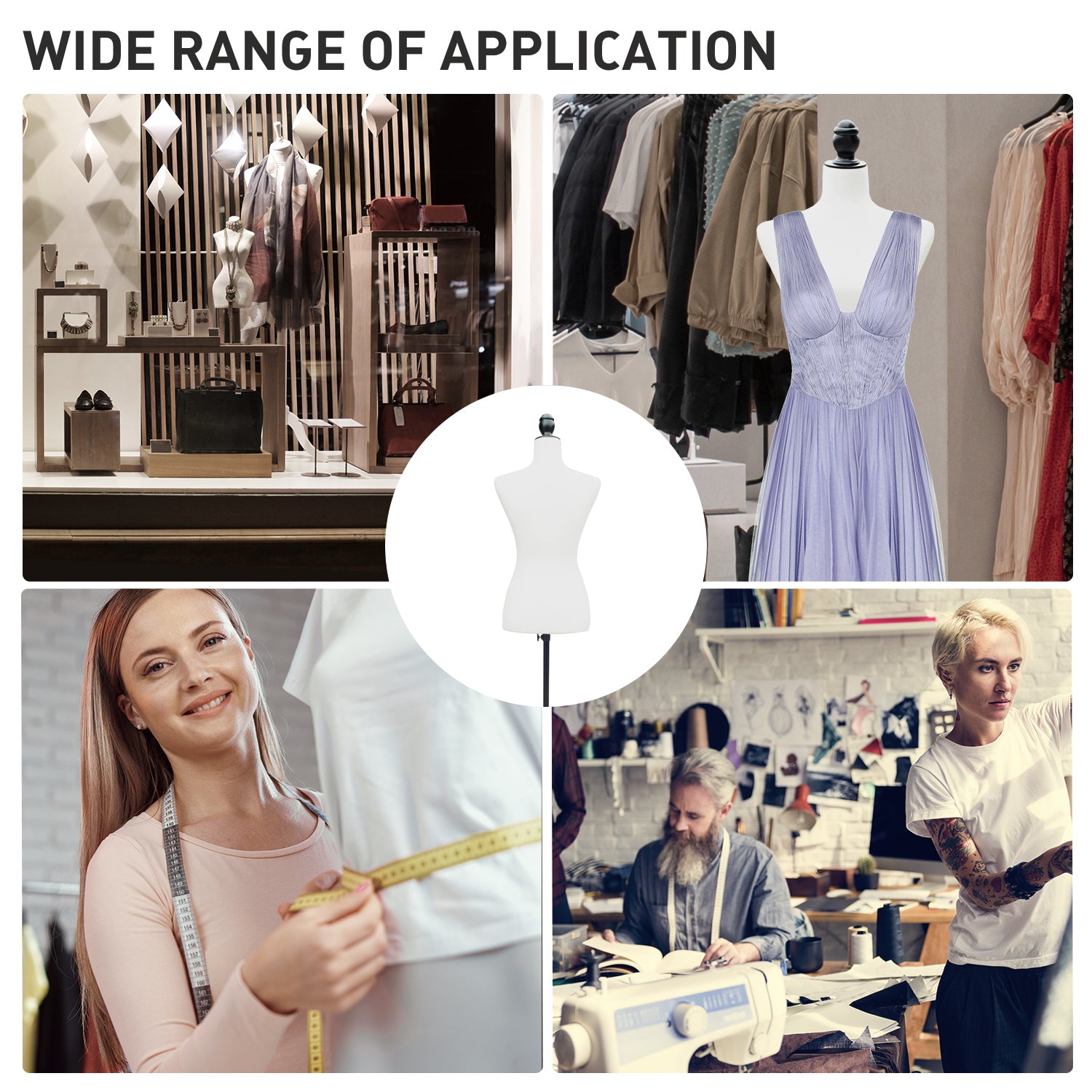 Female Mannequin Dress Form Torso Dressmaker Stand Display (White) Dress Form & Mannequins at Gallery Canada