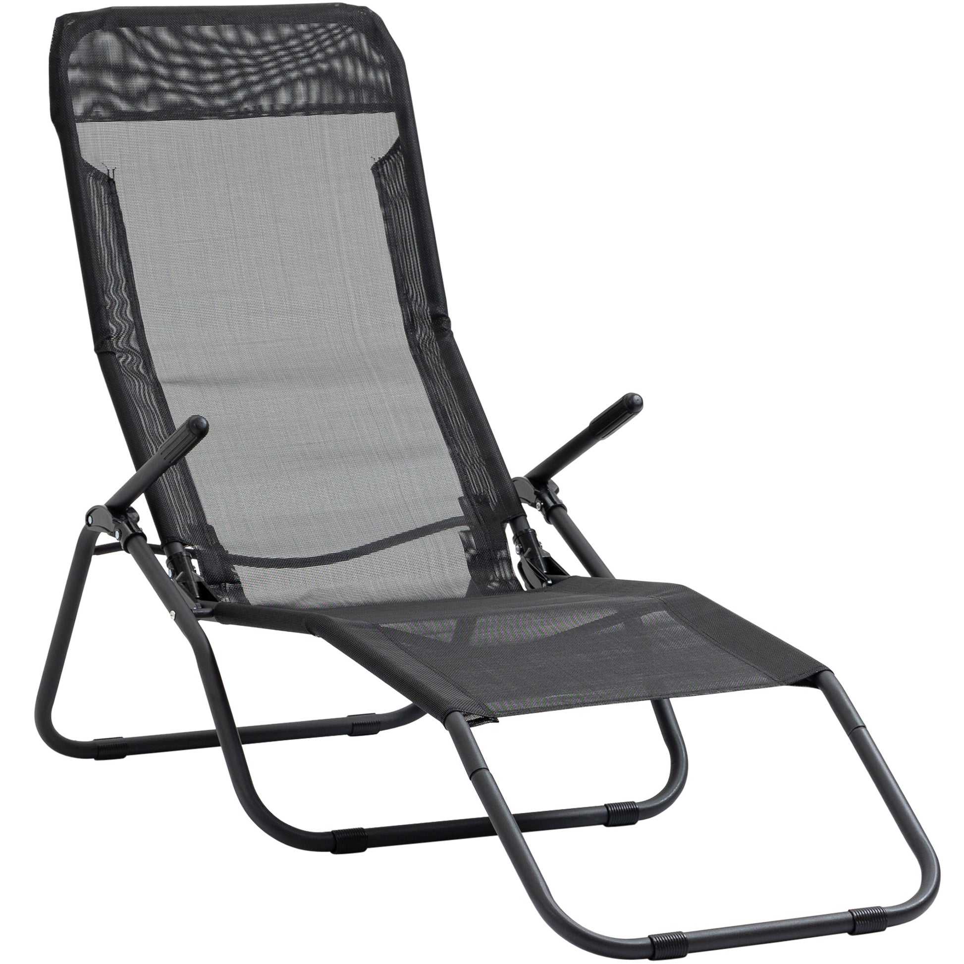 Zero Gravity Reclining Patio Lounge Chair with Footrests and Armrests, Black Lounger Chairs   at Gallery Canada