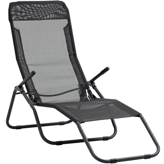 Zero Gravity Reclining Patio Lounge Chair with Footrests and Armrests, Black Lounger Chairs   at Gallery Canada