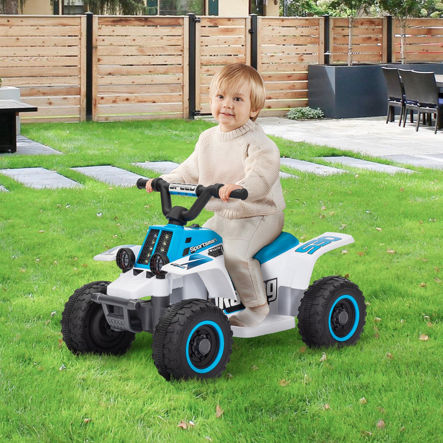 6V Kids ATV Quad, 4 Wheeler Battery Powered Electric Ride on Car w/ Lights, Forward Backward, for 3-6 Years, White Electric Toy Cars   at Gallery Canada