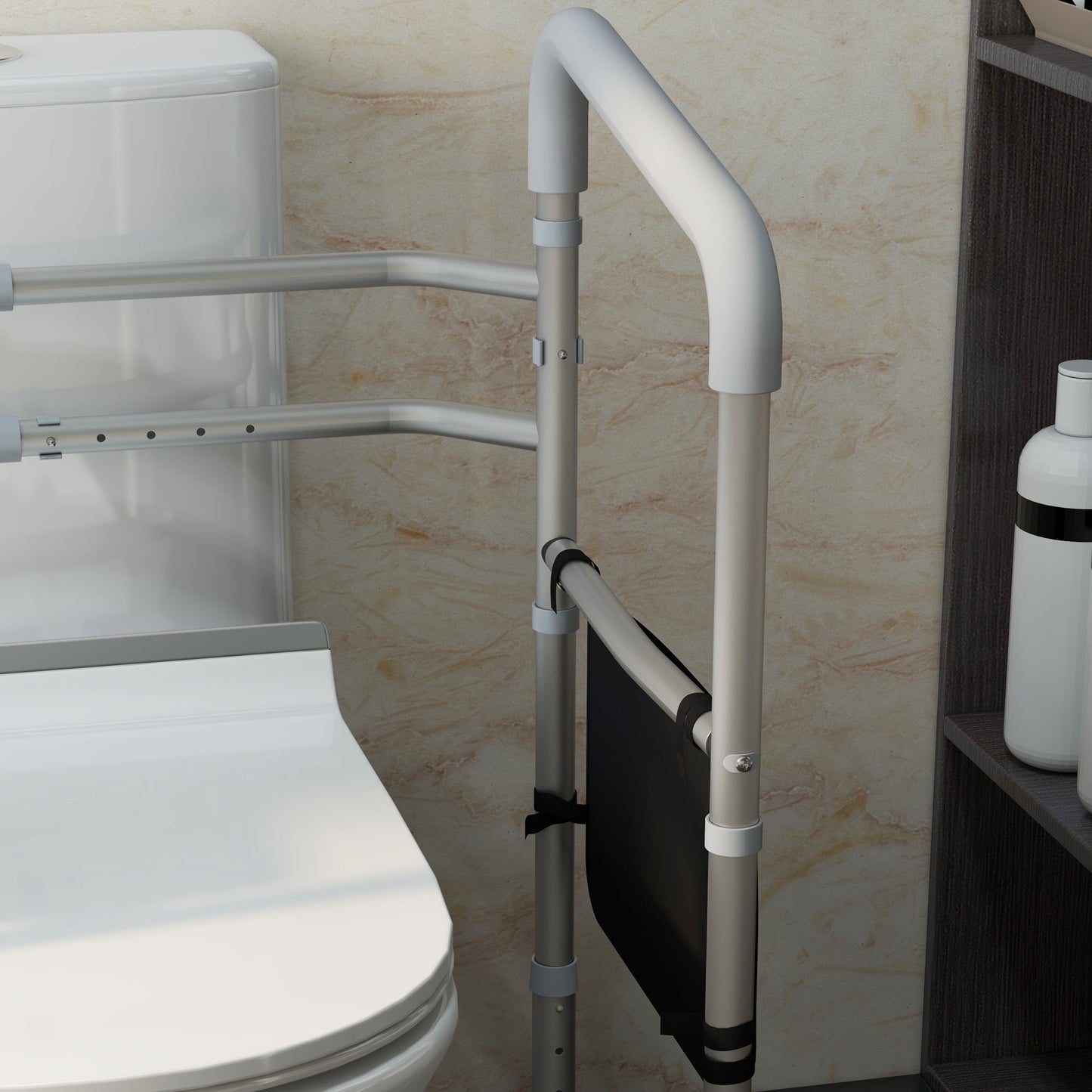 Adjustable Toilet Safety Rails with Padded Handles, 300lb Capacity, Silver Bath Accessories   at Gallery Canada