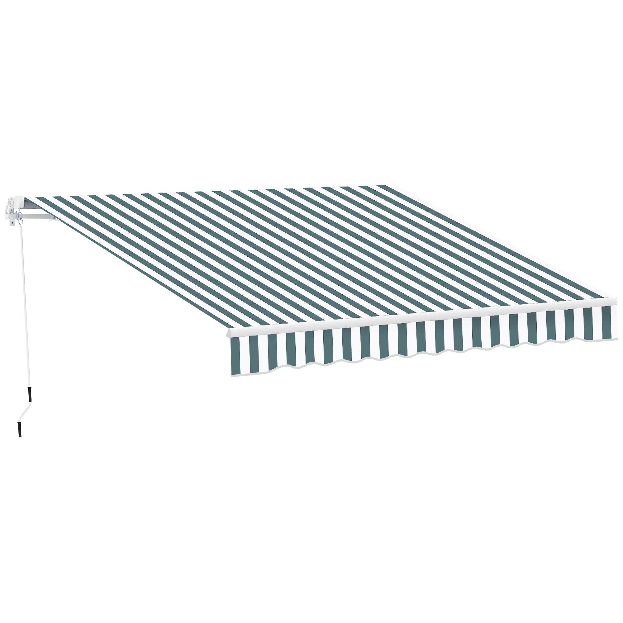 280g/m² UV & Water-Resistant 8' x 7' Retractable Patio Awning, Aluminum Frame, Green and White Deck Awnings Green and White Fabric  at Gallery Canada