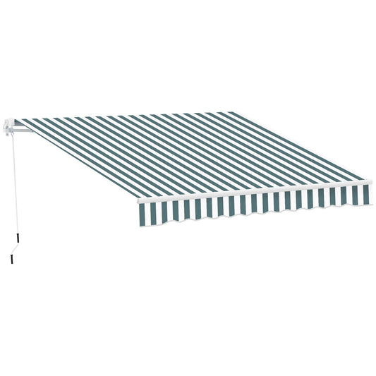 8' x 7' Retractable Awning, Patio Awnings, Sunshade Shelter with 280g/m² UV &; Water-Resistant Fabric and Aluminum Frame for Deck, Balcony, Yard, Green and White - Gallery Canada