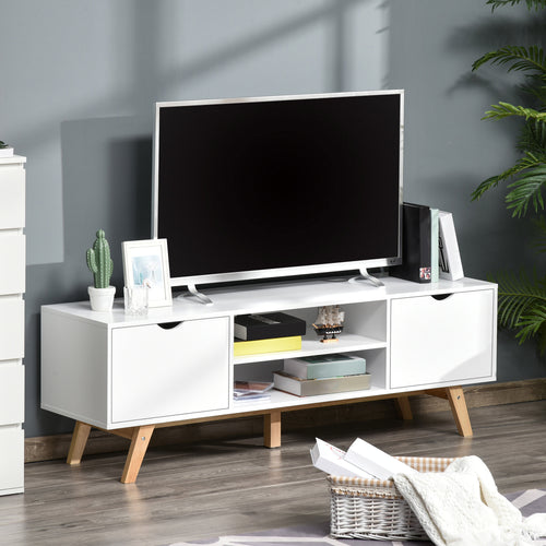 Modern Wooden TV Stand with 2 Storage Cabinet Stand for TV's up to 65