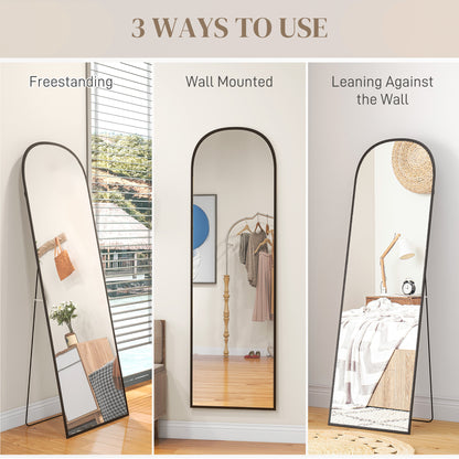 Arched Standing Mirror, 64" x 20" Full Length Mirror, Free Standing or Wall Mounted for Living Room, Bedroom, Black Full Length Mirrors at Gallery Canada