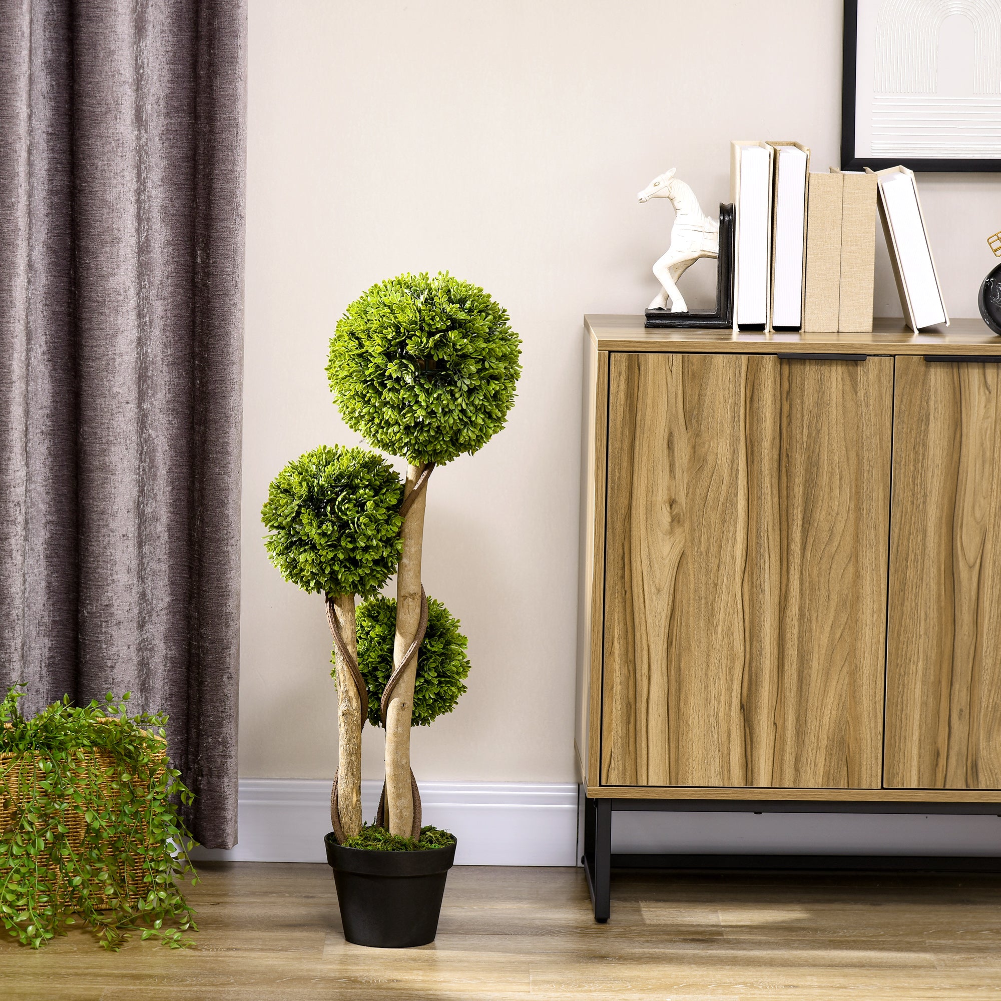3FT Artificial Boxwood Topiary Tree, Potted Fake Plant, Triple Ball Tree for Indoor and Outdoor, Green Artificial Trees at Gallery Canada