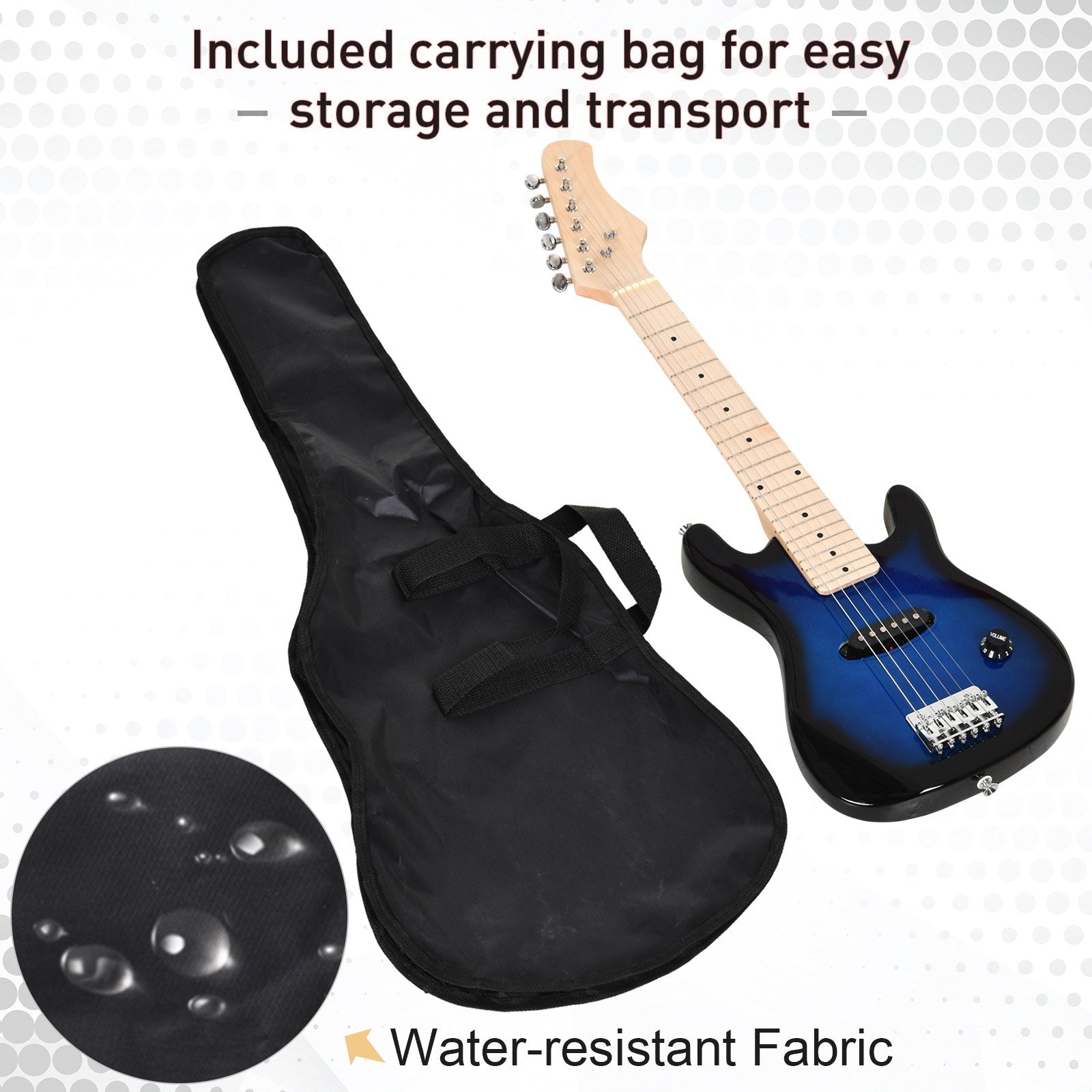 30 Inch Kids Electric Guitar 3/4 Size Beginner Starter Kit w/ 5W Amplifier, Strap, Strings, Picks, Carrying Case Blue/Black - Gallery Canada