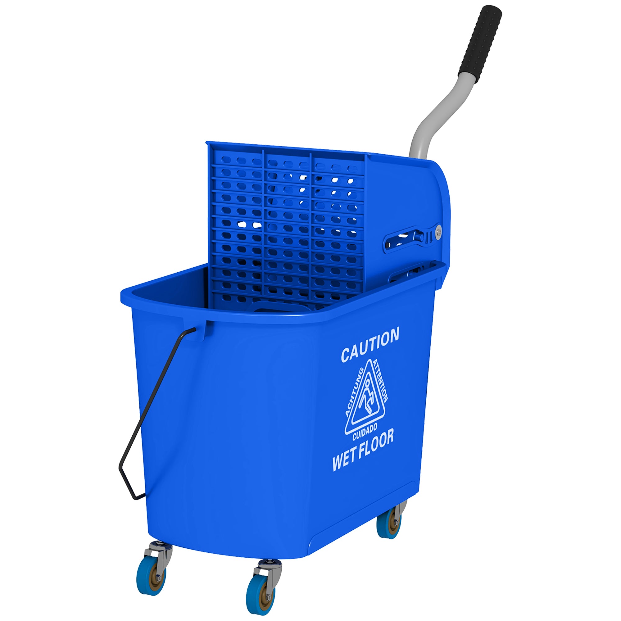 Mop Bucket with Wringer, Mop Bucket on Wheels for Floor Cleaning, 5 Gallon, Separate Dirty and Clean Water, Blue Household Supplies Blue at Gallery Canada