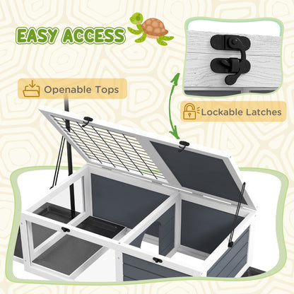 Tortoise House Wooden Tortoise Enclosure Indoor Outdoor with Adjustable Lamp Holder, Openable Lids, Pull-out Trays Houses & Habitats   at Gallery Canada