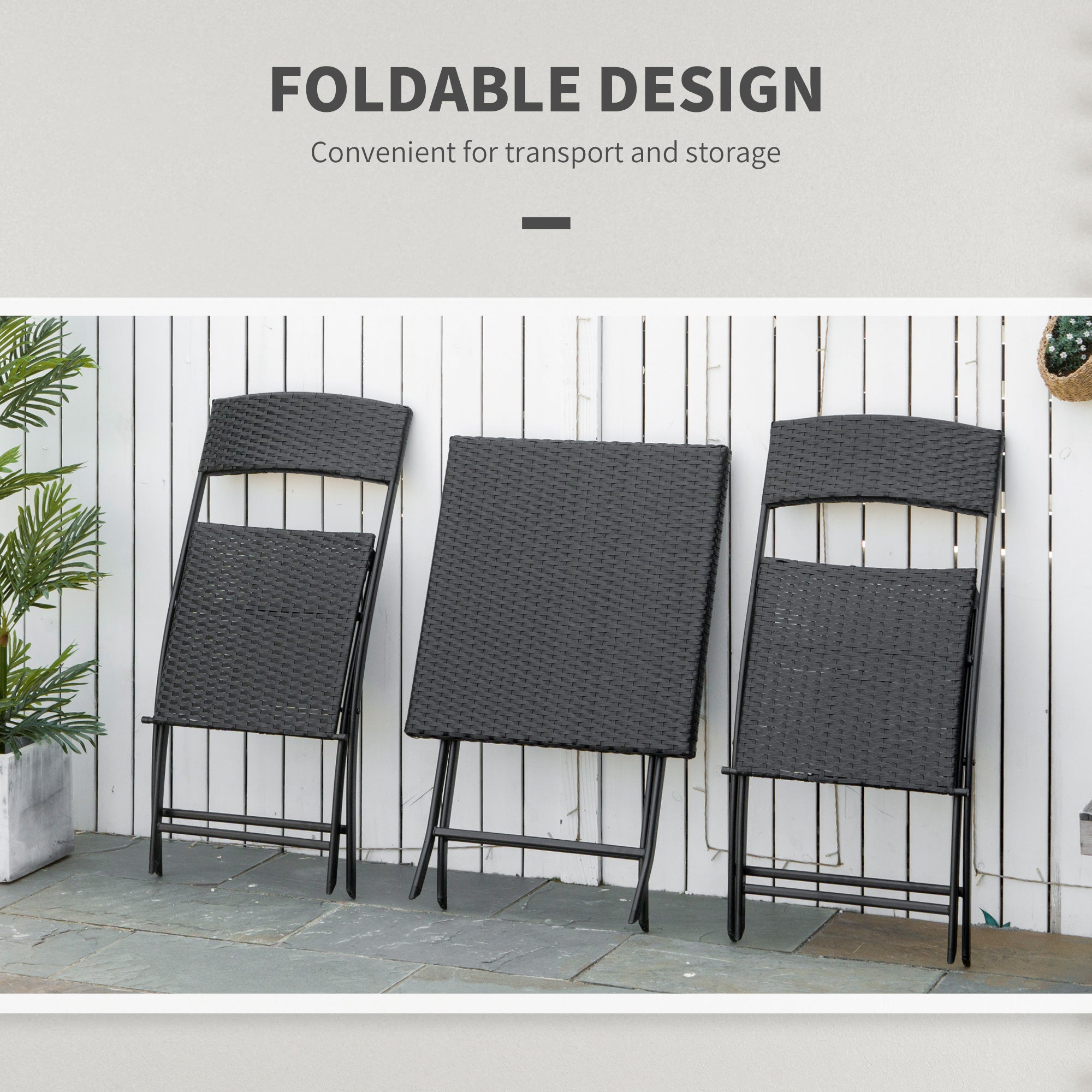 3-Piece Outdoor Folding Rattan Bistro Set, Mixed Brown Bistro Sets at Gallery Canada