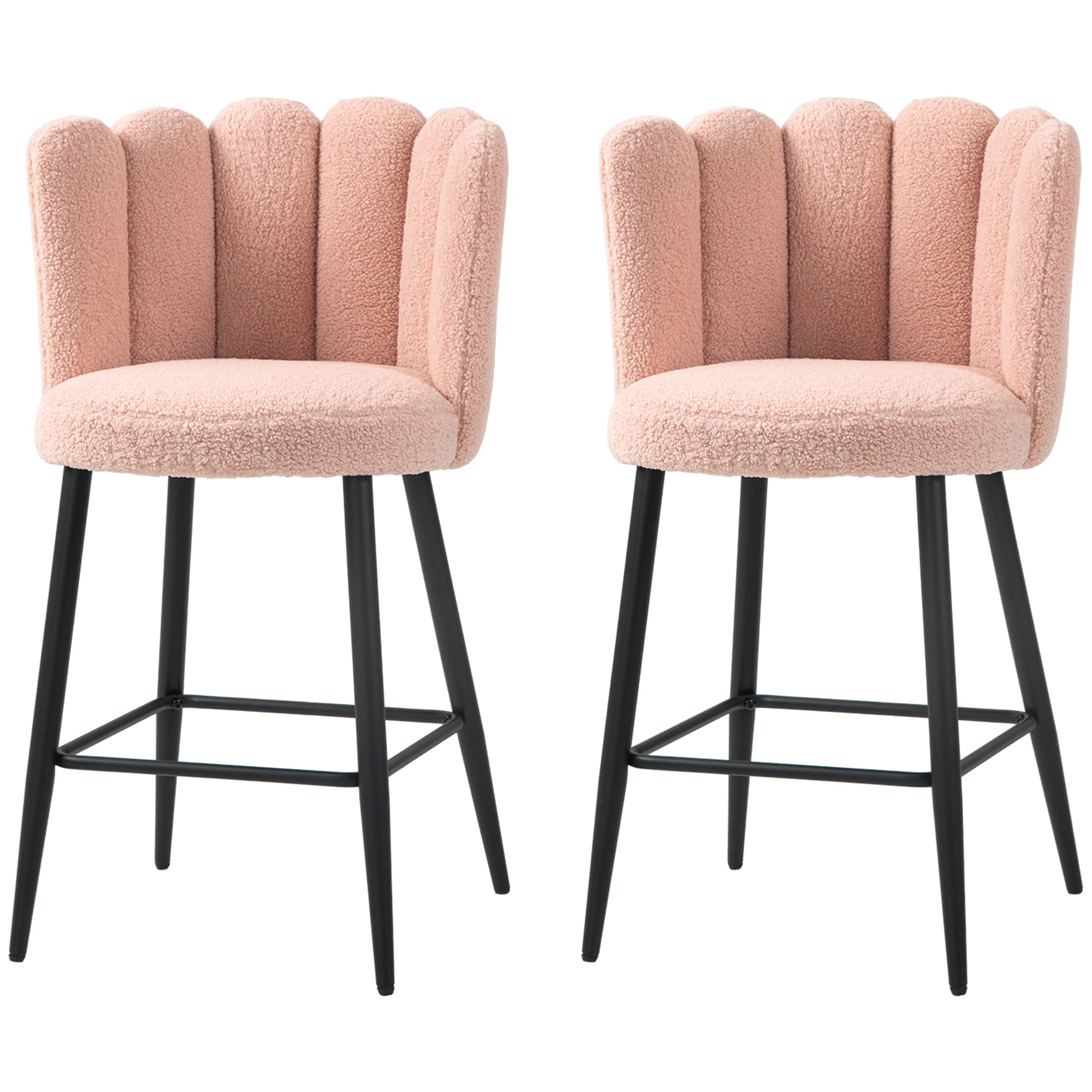 Faux Cashmere Bar Stools Set of 2 Counter Height Bar Stools with Back for Home Kitchen, 20.5