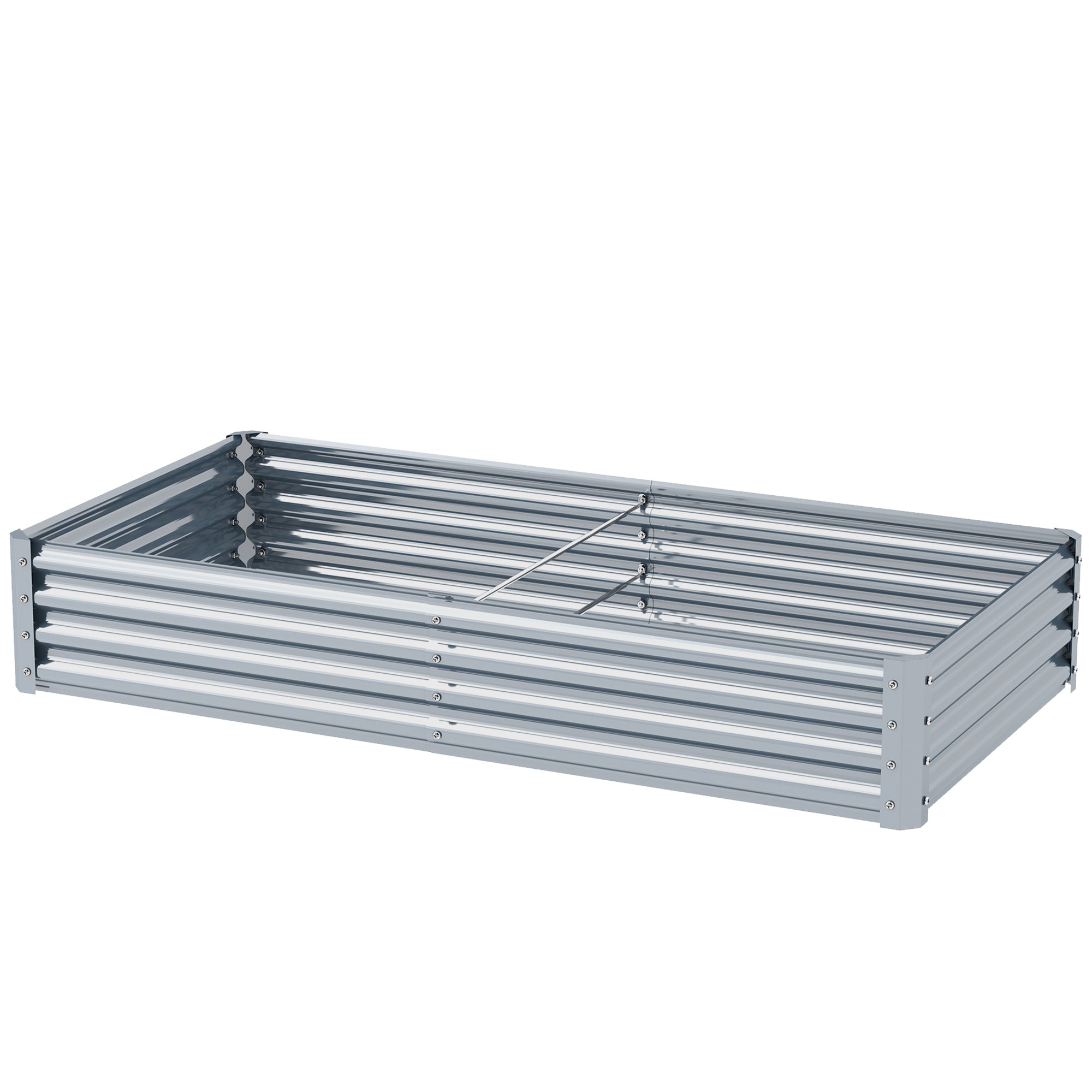 6 x 3 x 1ft Galvanized Raised Garden Bed, Reinforced Outdoor Planter Box with Open Bottom, Silver Raised Garden Beds Silver Grey at Gallery Canada