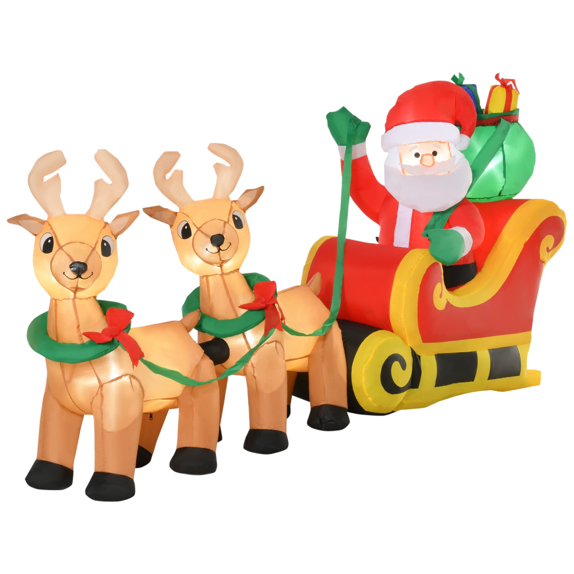 8ft Christmas Inflatables Santa Claus with Sleigh and Reindeer, Outdoor Decoration with LED Lights Display Christmas Inflatables Multicolour at Gallery Canada