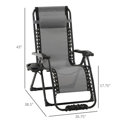 Adjustable Zero Gravity Recliner Chair with Pillow, Cup Holder, Foot Roller, Light Grey Lounger Chairs   at Gallery Canada