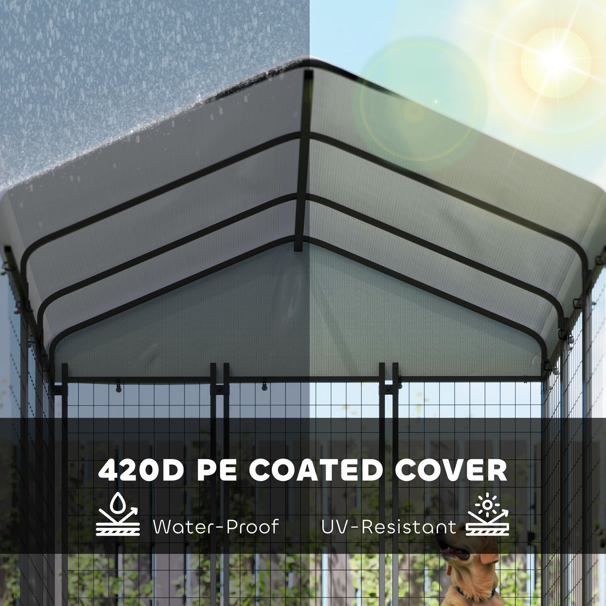 Outdoor Dog Kennel with Waterproof UV-Resistant Cover, Rotating &; 4-Level Adjustable Feeding Bowls, 5.9 x 5.9 x 6 ft Houses, Kennels & Pens at Gallery Canada