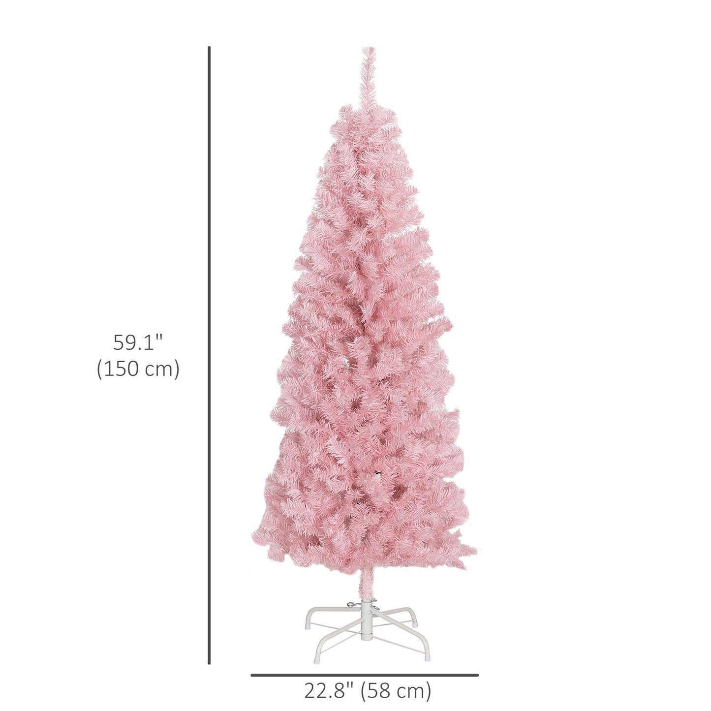 5FT Pencil Christmas Tree, Artificial Christmas Tree with Automatic Open for Home Party, Pink Pencil Christmas Trees   at Gallery Canada