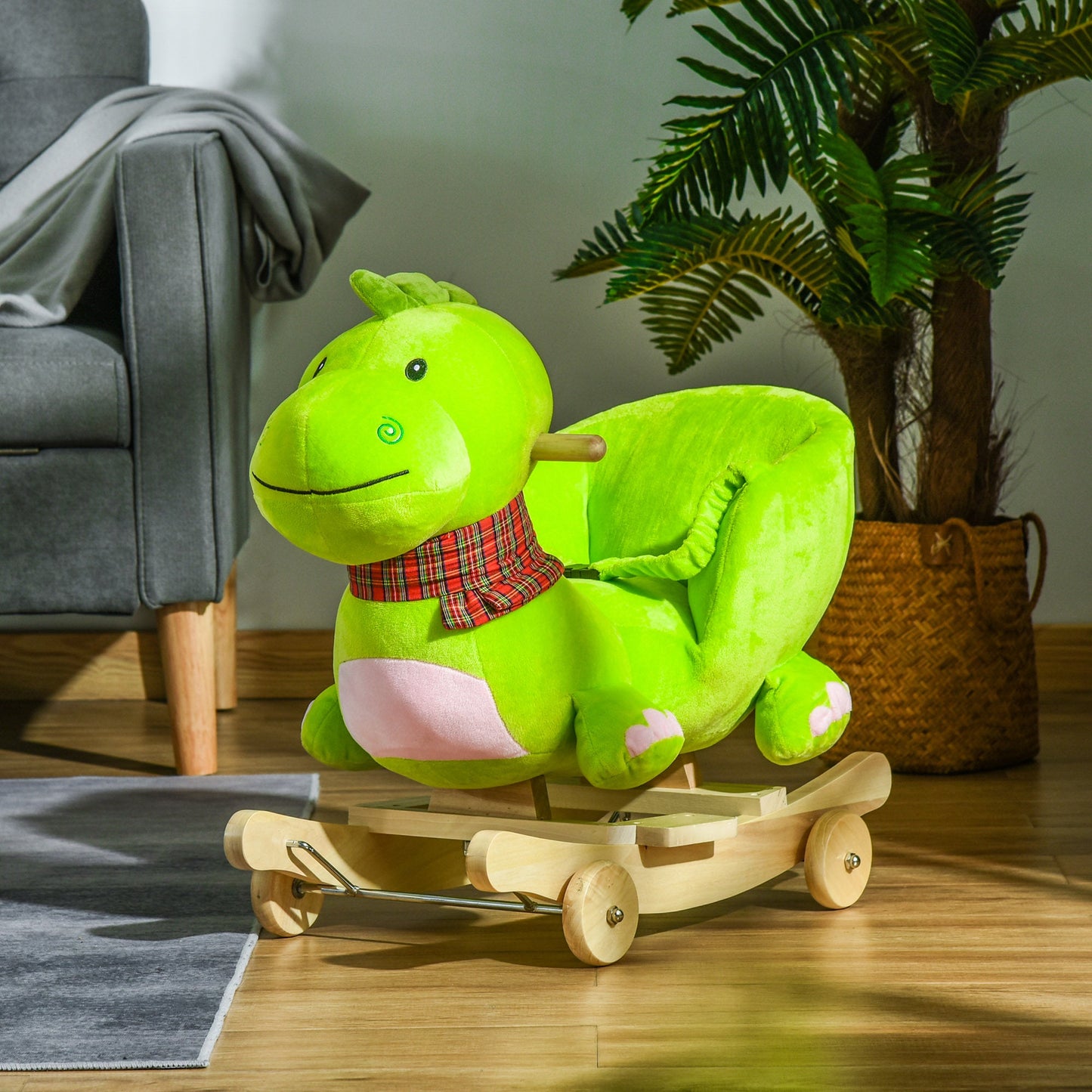 baby rocking horse Kids Interactive 2-in-1 Plush Ride-On Stroller Rocking Dinosaur With Nursery Song Rocking Horse 18+ months Rocking Horses   at Gallery Canada