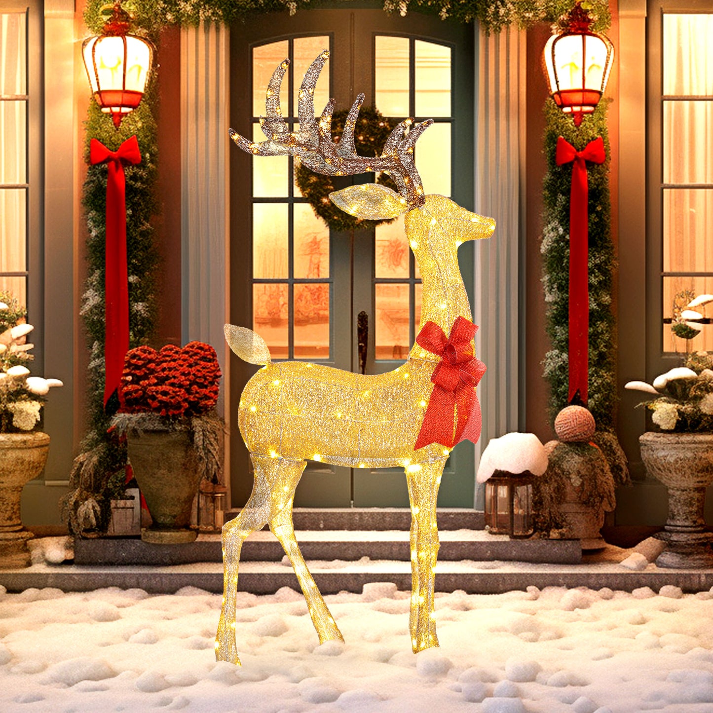 Light Up Reindeer Yard Decoration, Lighted Deer Christmas Decoration with LED Lights for Indoor, Outdoor, Lawn, Gold Christmas Deer Lights Gold  at Gallery Canada