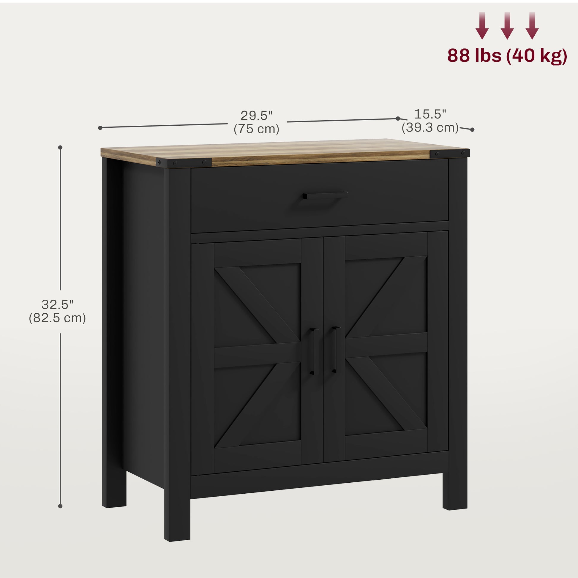 Farmhouse Buffet Cabinet Sideboard with 1 Drawer, 1 Storage Cabinet and Adjustable Shelf, Black Bar Cabinets   at Gallery Canada