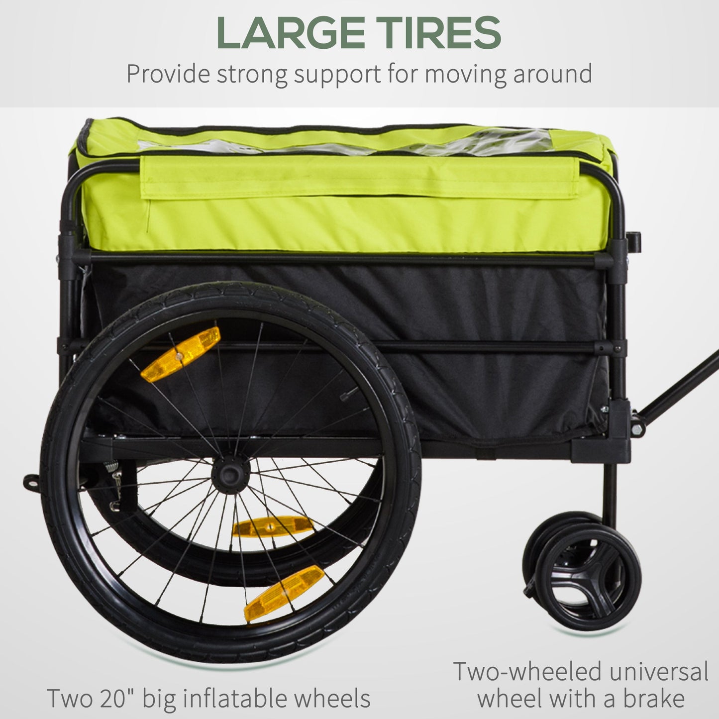 Bike Cargo Trailer &; Wagon Cart, Multi-Use Garden Cart with Removable Box, 20'' Big Wheels, Reflectors, Hitch and Handle, Yellow Bike Cargo Trailers   at Gallery Canada