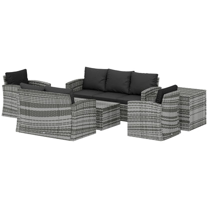 6 Piece Patio Furniture Set, Rattan Wicker Patio Sofa Set Sectional Outdoor Conversation Sofa Set Storage Table &; Cushions, Black Patio Furniture Sets at Gallery Canada