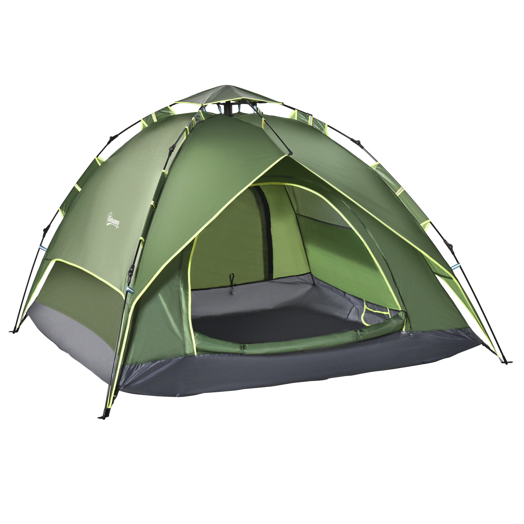 Camping Tent, 3 Person Family Tent, 1000mm Waterproof, with Sewn-in Groundsheet and Carry Bag, for Fishing, Dark Green Camping Tents at Gallery Canada