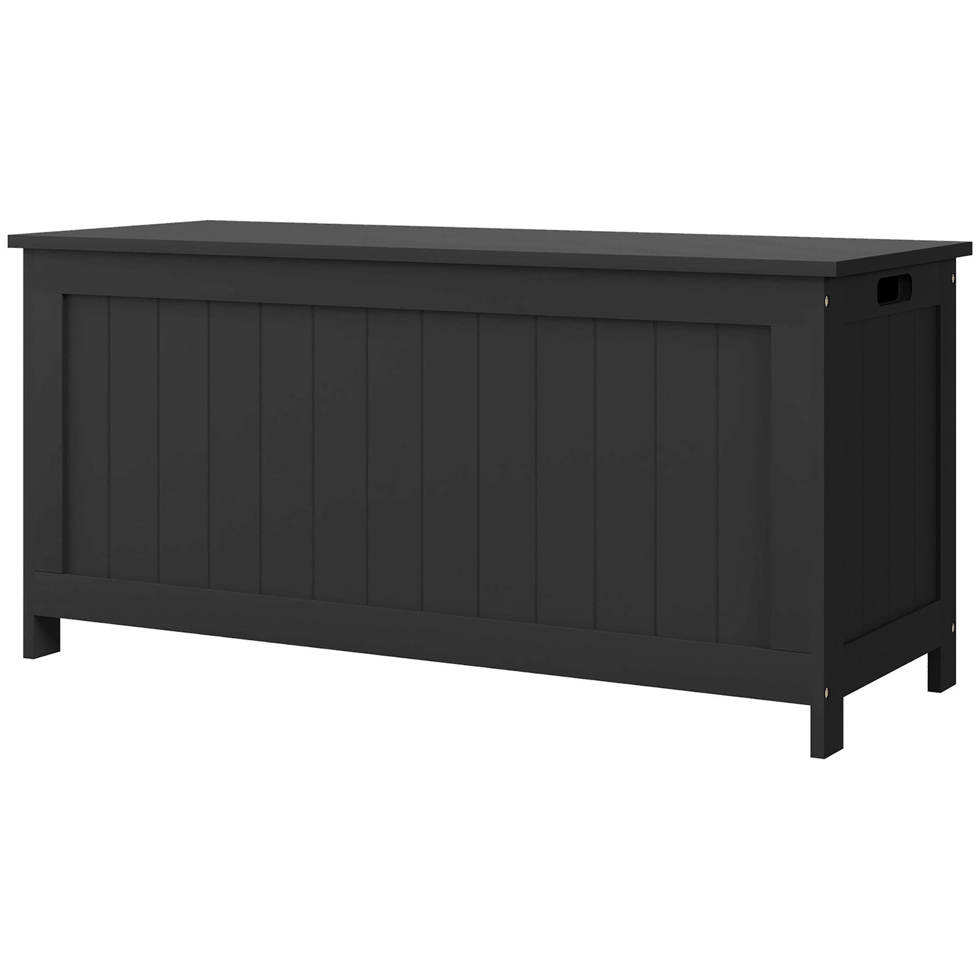 Storage Trunk with 2 Safety Hinges, Modern Entryway Bench with Side Handles, Toy Chest for Living Room, Playroom, Black Storage Ottomans & Benches Black  at Gallery Canada