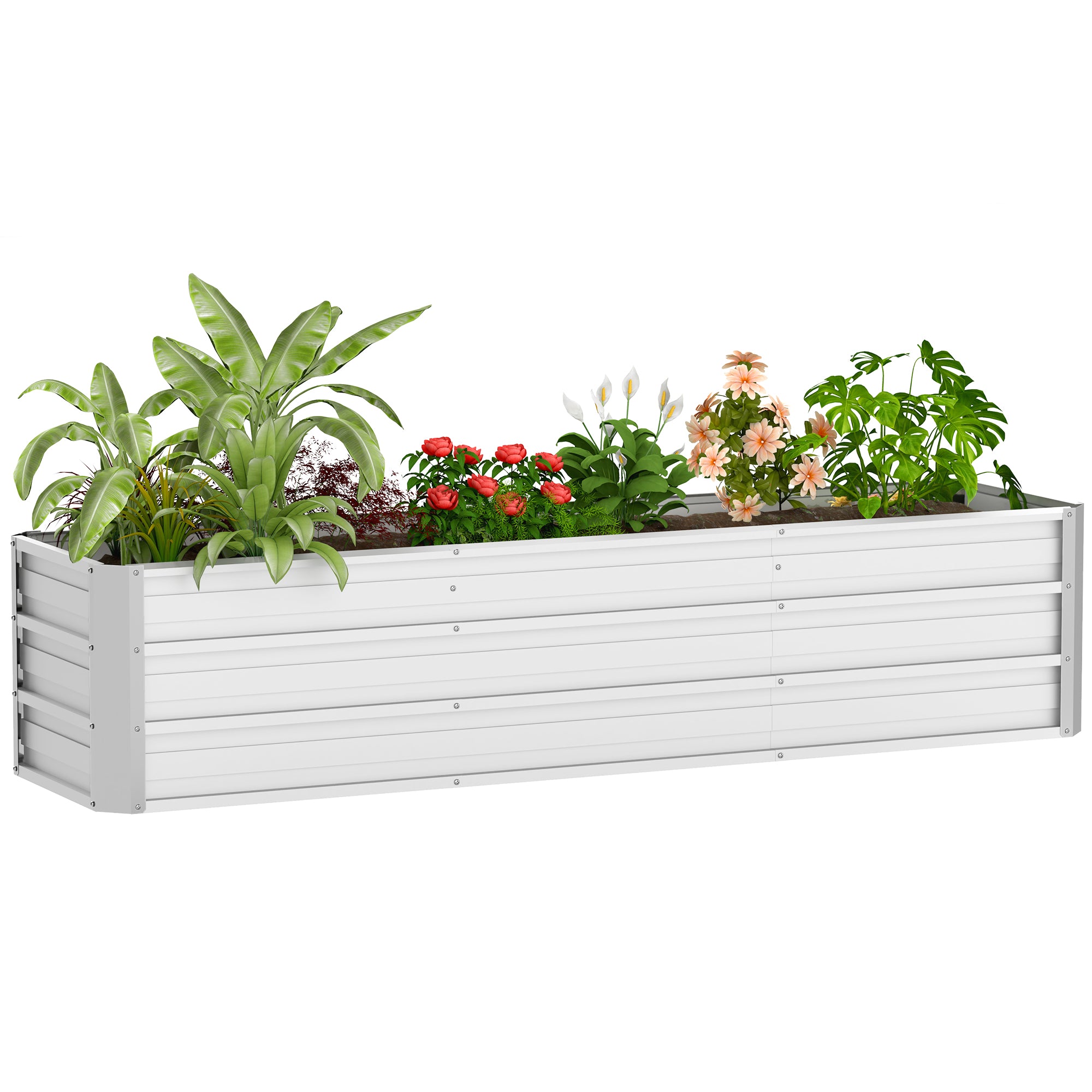 6' x 1.5' x 1.3' Galvanized Raised Garden Bed, Elevated Large Metal Planter Box w/ Install Gloves for Backyard, Patio to Grow Vegetables, Herbs, and Flowers, Silver Raised Garden Beds at Gallery Canada
