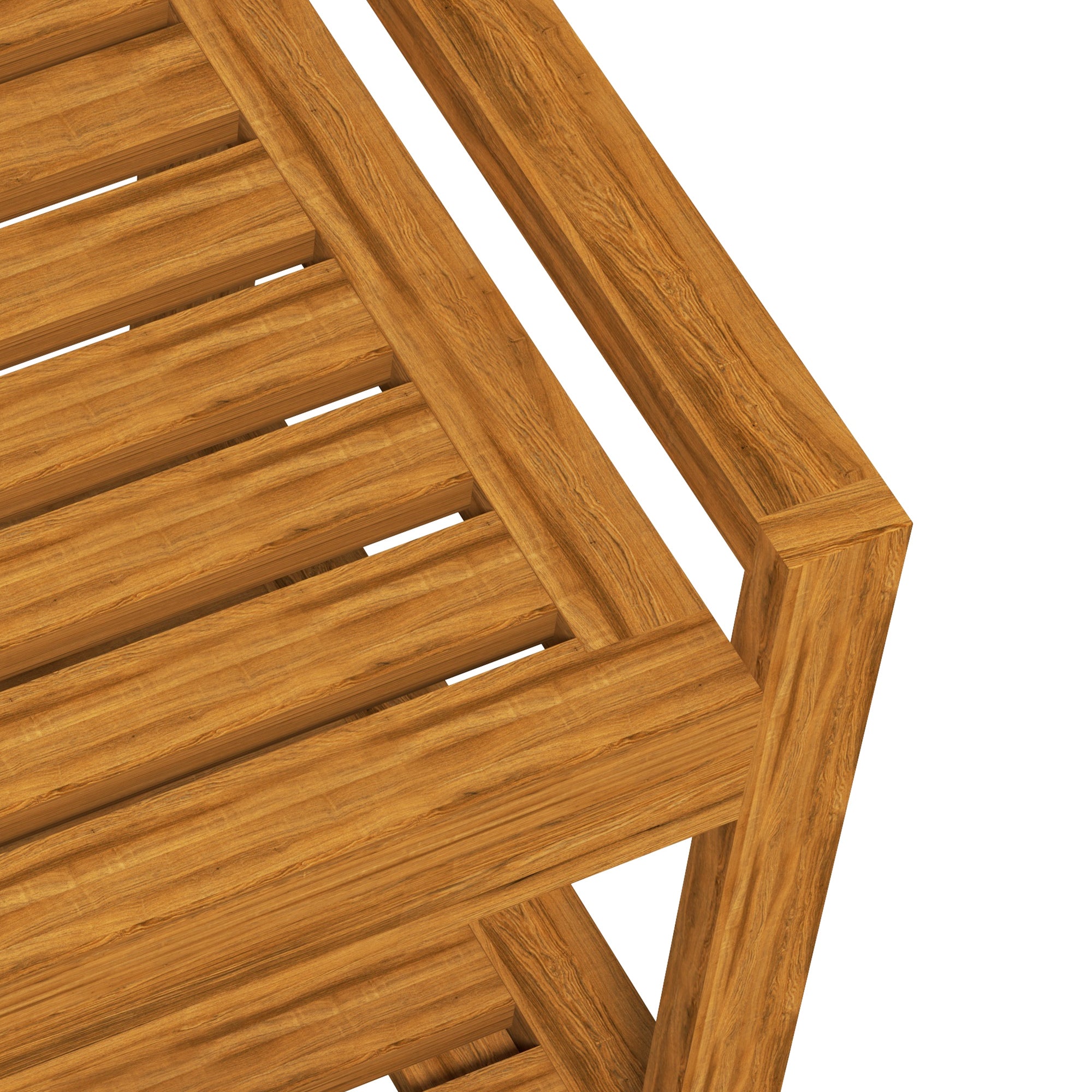 Garden Stool with Storage Shelf, Slatted Seat for Indoor Conservatory, Garden, Poolside, Deck, Teak Storage Ottomans & Benches at Gallery Canada