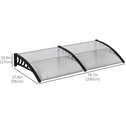 Awning Door Canopy, 78.7" x 37.8", Polycarbonate Front Door Outdoor Patio Cover for UV Protection, Clear Door Awnings   at Gallery Canada