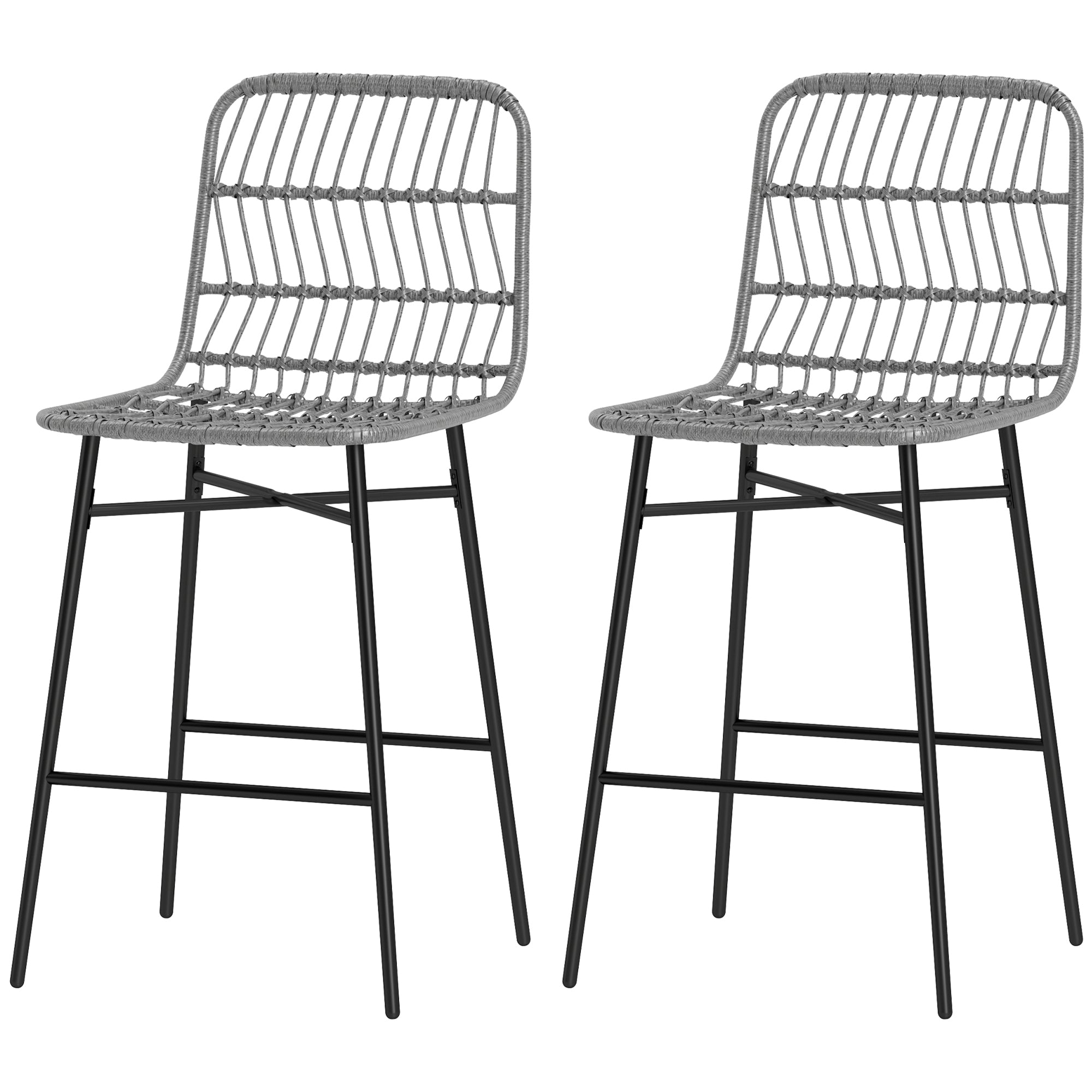 Rattan Counter Height Bar Stools Set of 2, 26