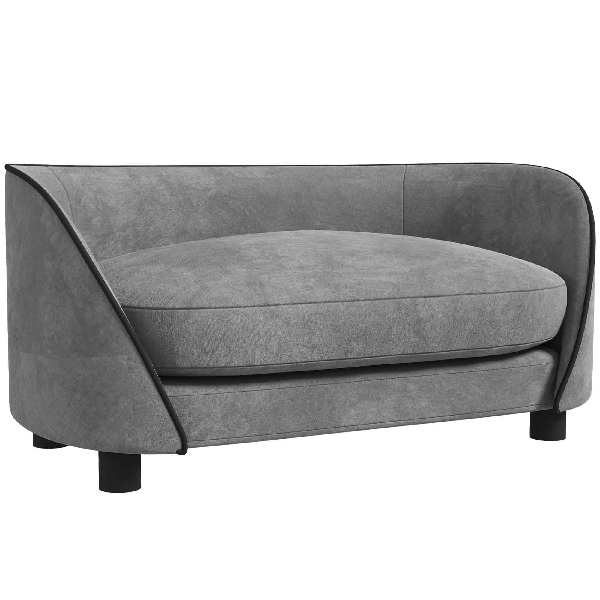 Pet Sofa Dog Couch for Small to Medium Sized Dogs with Soft Cushion, Removable Washable Cover, Velvet Touch, Grey Dog Sofas   at Gallery Canada