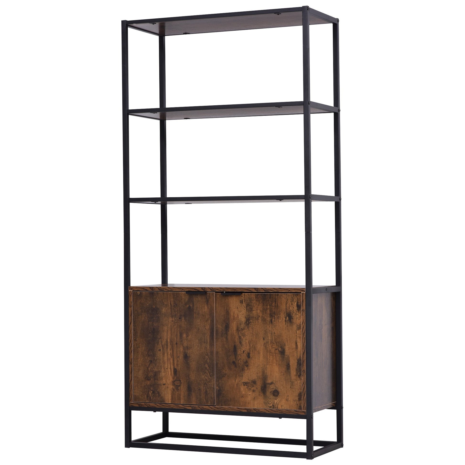 Storage Cabinet with 3 Open Shelves Cupboard Freestanding Tall Organizer Multifunctional Rack for Livingroom Bedroom Kitchen Rustic Brown Display Bookshelves Rustic Brown  at Gallery Canada