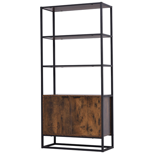 Storage Cabinet with 3 Open Shelves Cupboard Freestanding Tall Organizer Multifunctional Rack for Livingroom Bedroom Kitchen Rustic Brown Display Bookshelves Rustic Brown  at Gallery Canada