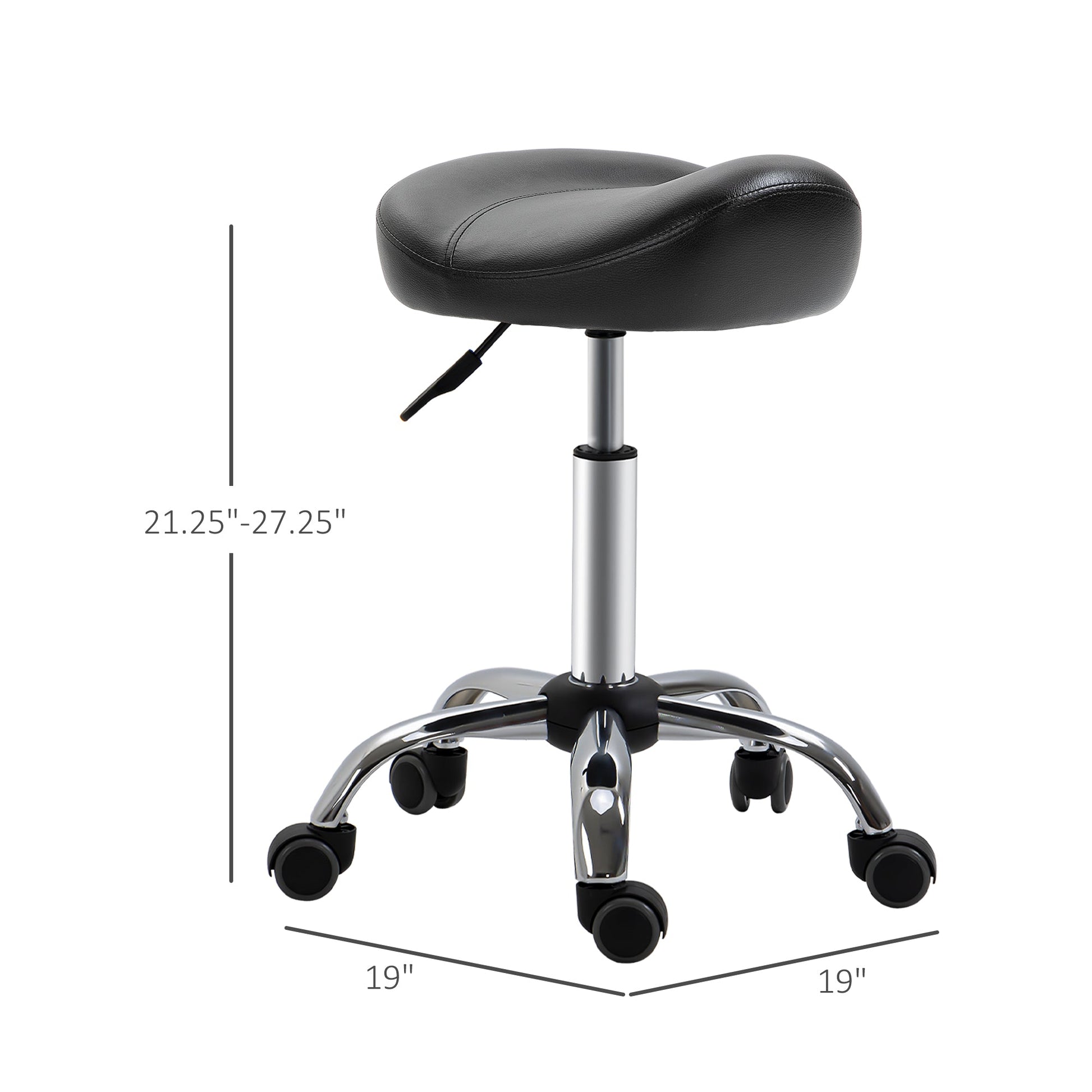 Saddle Stool, Height Adjustable Rolling Salon Chair with PU Leather for Massage, Spa, Clinic, Beauty and Tattoo, Black Salon Stools   at Gallery Canada