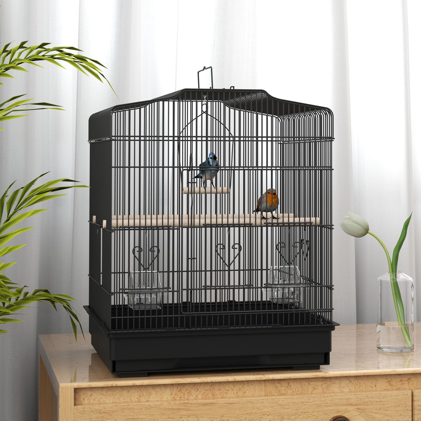 23" Bird Cage, Finches Canaries, Parrot Cage with Doors Perches, 2 Feeder Pet Supplies, Black Bird Cages at Gallery Canada