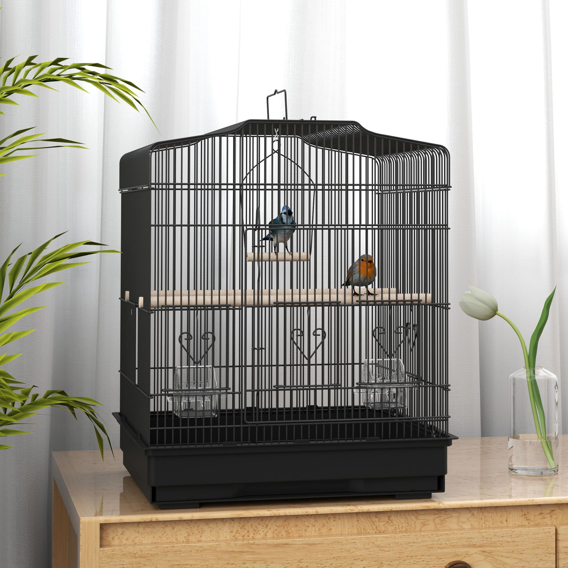 23" Bird Cage, Finches Canaries, Parrot Cage with Doors Perches, 2 Feeder Pet Supplies, Black Bird Cages at Gallery Canada