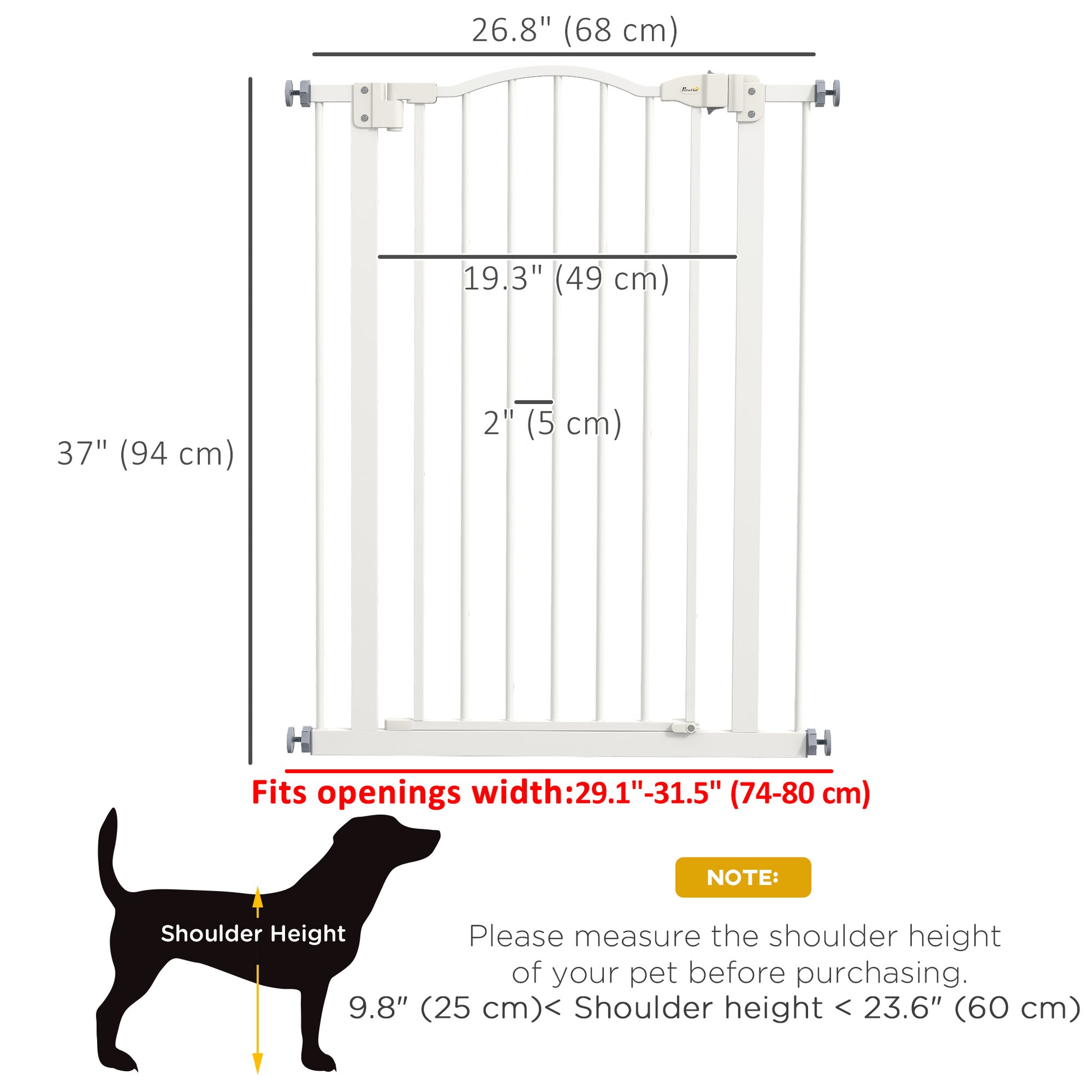 Extra Tall Dog Gate with Door, Pressure Fit, Auto Close, Double Locking for Doorways Hallways Stairs, White Houses, Kennels & Pens   at Gallery Canada