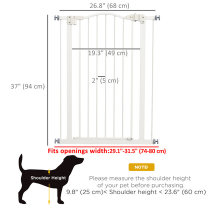 Extra Tall Dog Gate with Door, Pressure Fit, Auto Close, Double Locking for Doorways Hallways Stairs, White Houses, Kennels & Pens   at Gallery Canada