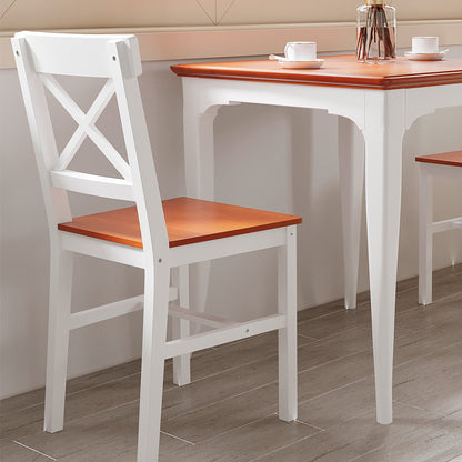 Wooden Dining Chairs Set of 2, Kitchen Chairs with Cross Back, Solid Structure for Living Room and Dining Room, White Bar Stools   at Gallery Canada