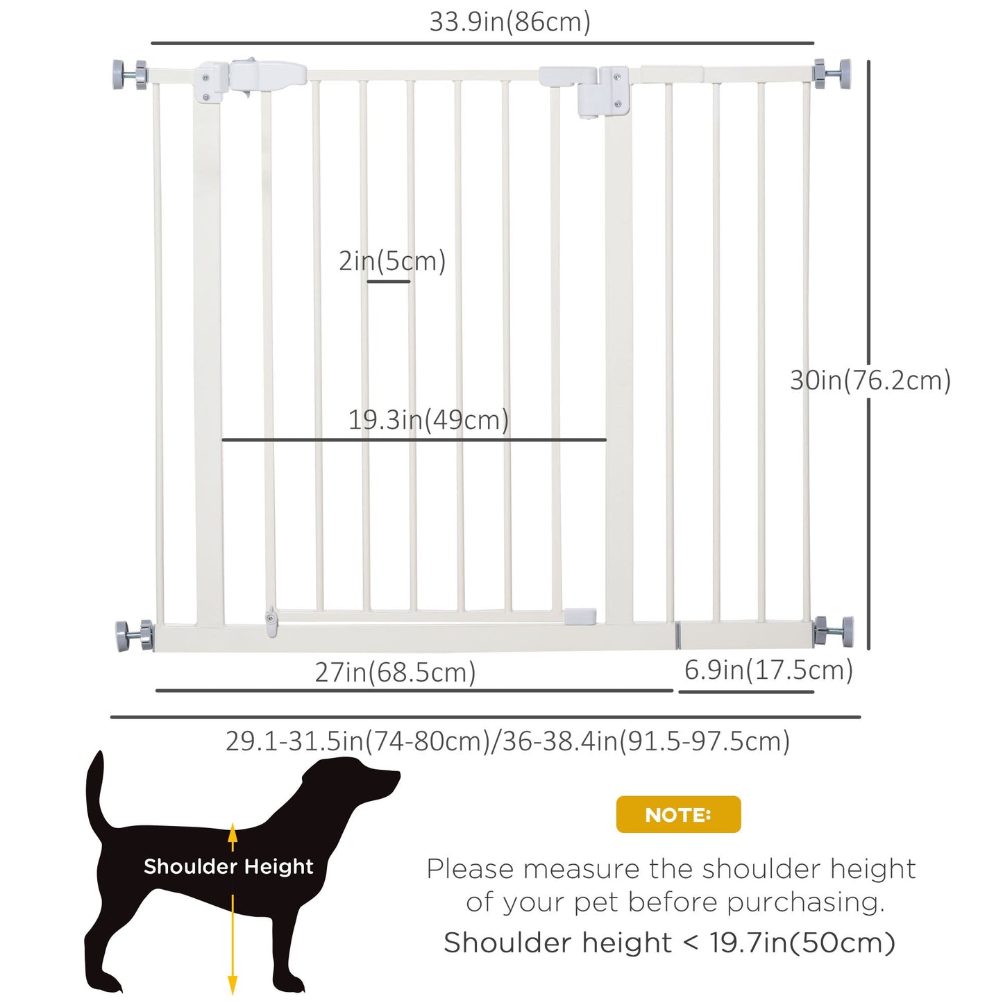 Pet Gate for Dogs, Portable Dog Gate, Walk Through Pressure Fit, Auto Close and Double Locking for Doorways, Hallways, Stairs, White Houses, Kennels & Pens   at Gallery Canada