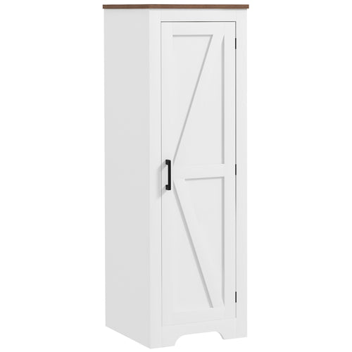 Farmhouse Accent Cabinet with Adjustable Shelf Barn Door Storage Cabinet for Living Room Floor Pantry Cabinet White