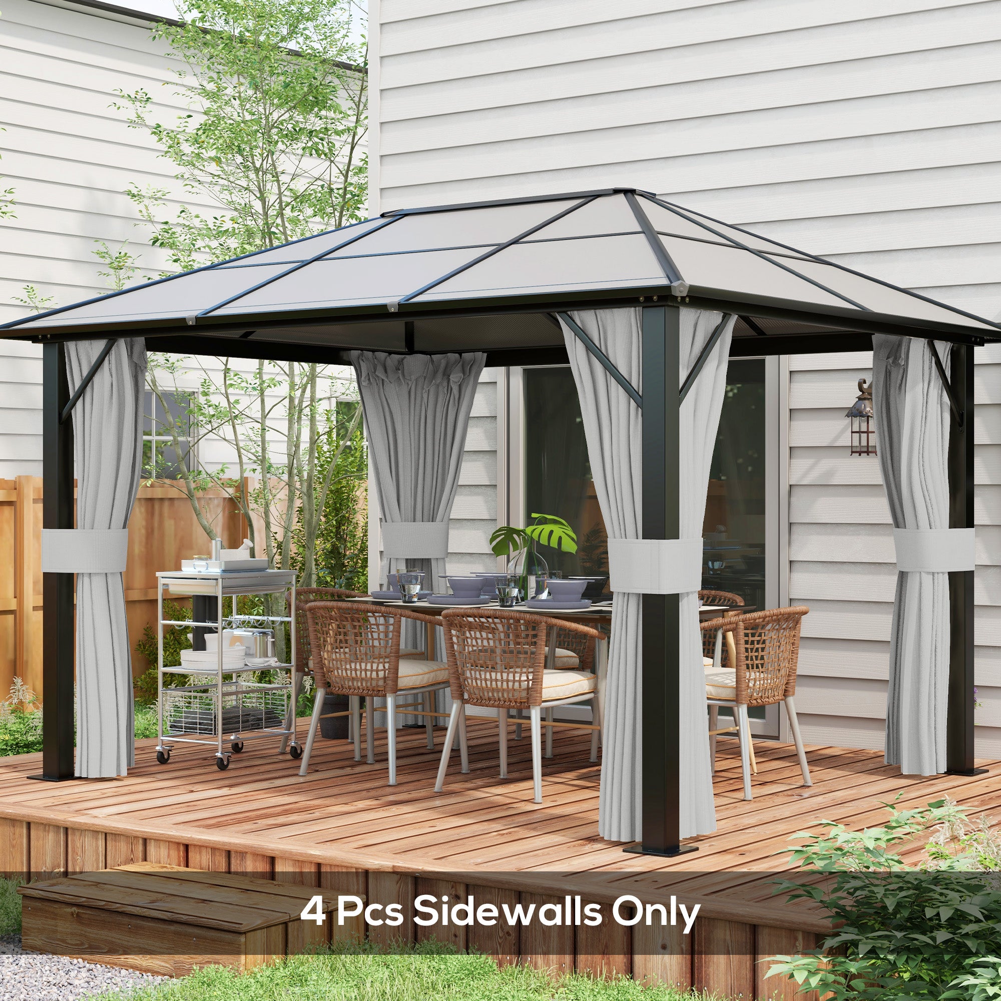 Gazebo Replacement Sidewalls 4-Panel Privacy Wall for 10' x 12' Canopy, Outdoor Shelter Curtains Accessories Light Grey Gazebo Sidewalls at Gallery Canada