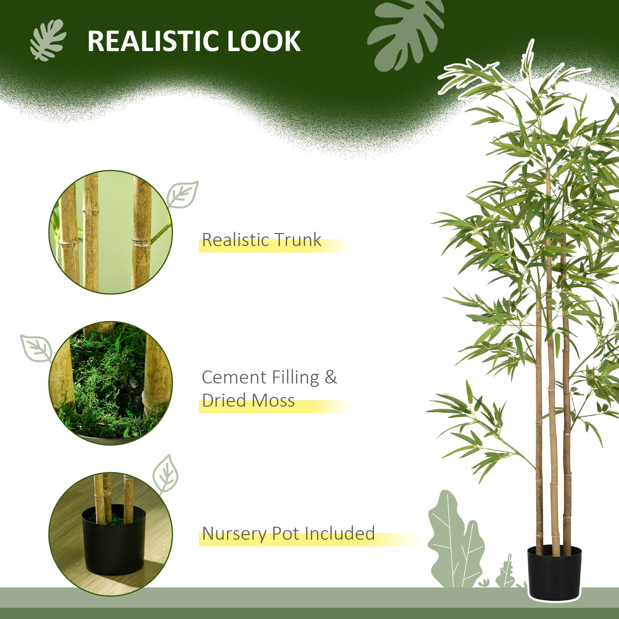 6ft Artificial Tree, Indoor Fake Bamboo with Pot, for Home Office Living Room Decor Artificial Trees at Gallery Canada