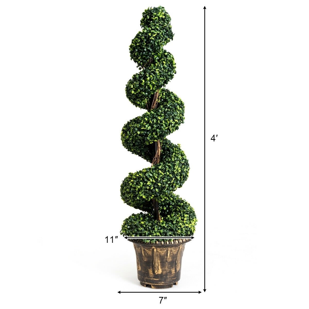 4 Feet Artificial Boxwood Spiral Green Leaves Tree, Green Faux Plants   at Gallery Canada