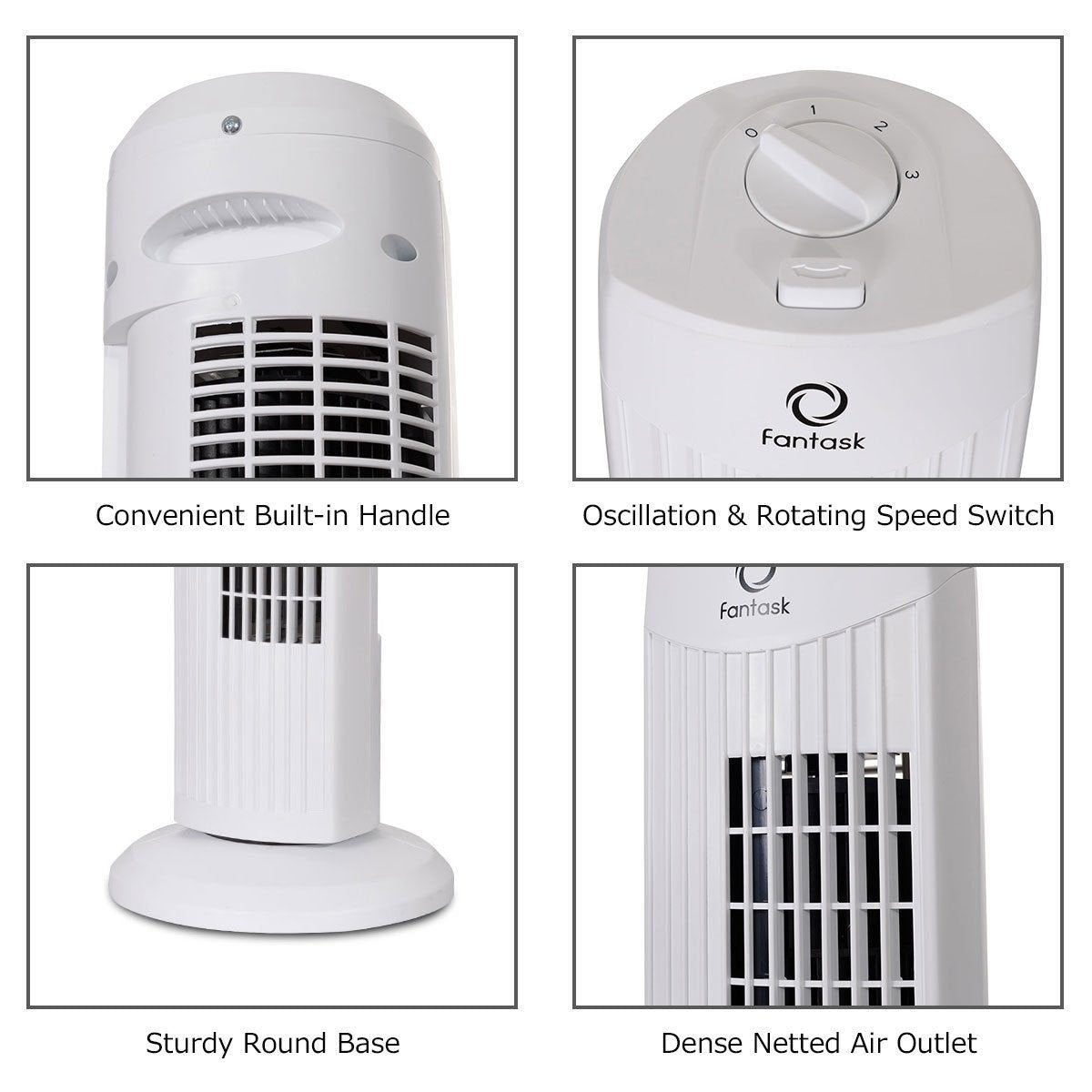 Fantask 35W 28 Inch Quiet Bladeless Oscillating Tower Fan, White Fans   at Gallery Canada