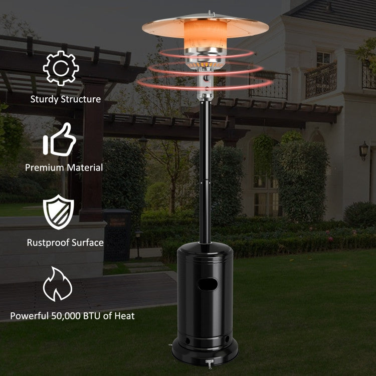 50000 BTU Stainless Steel Propane Patio Heater with Trip over Protection, Black Patio Heaters at Gallery Canada