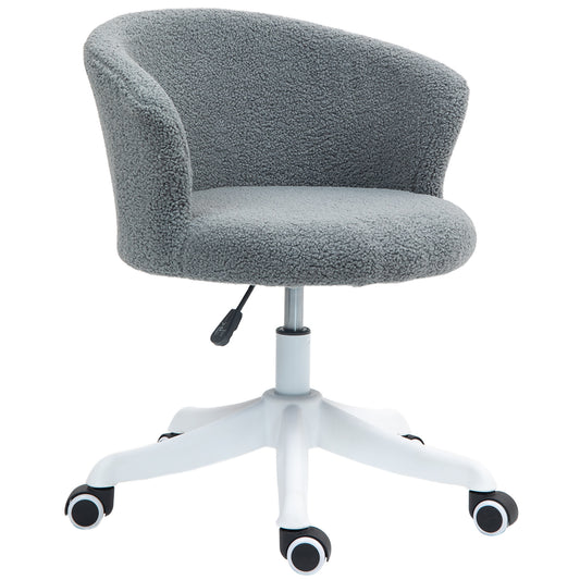 Armless Office Chair, Fluffy Computer Desk Chair with Adjustable Height, Swivel Wheels, Mid Back, Grey Office Chairs at Gallery Canada